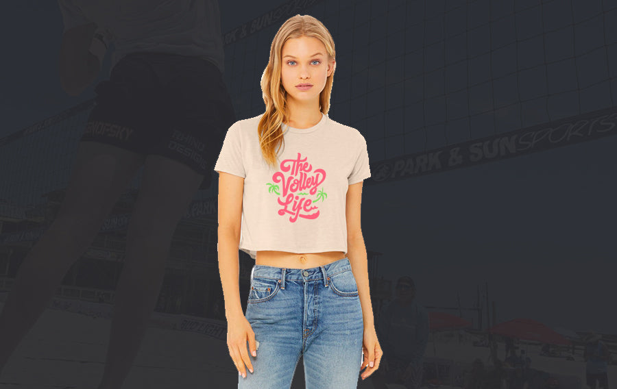 CROP T-SHIRT-THE VOLLEY LIFE NEON